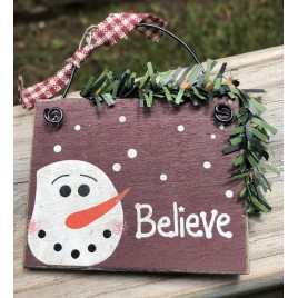  5932 - Believe Snowman Head Ornament 