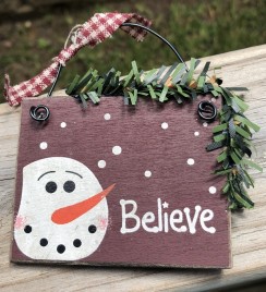  5932 - Believe Snowman Head Ornament 