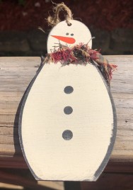 Wood Snowman Handmade Christmas Ornament 