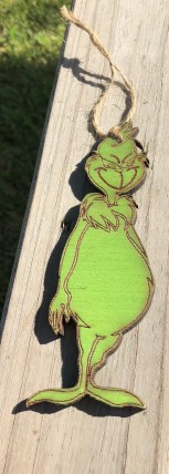 Grinch Wood Handmade Christmas Ornament 