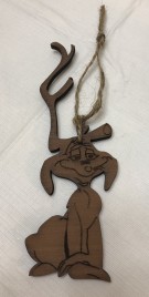 Wood Max with Antlers Handmade Christmas Ornament 