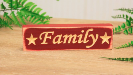 Primitive Wood Engraved Block 10081 Family Burgundy Primitive Wood Engraved Block 10081 Family Burgundy