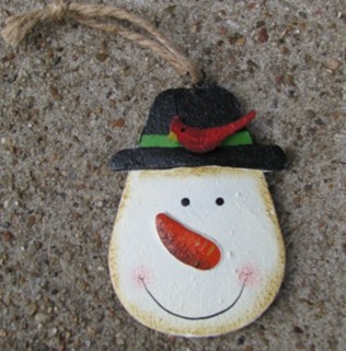 107031SC-Snowman metal with cardinal top hat