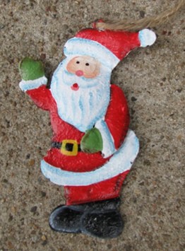 107031WS - Santa Waving Metal Ornament 