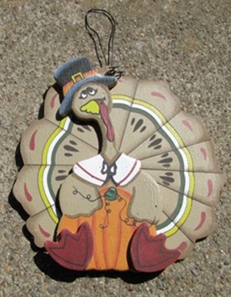 Wood Turkey Fall Decor 1082 - Turkey Wood Brown Orange Sign