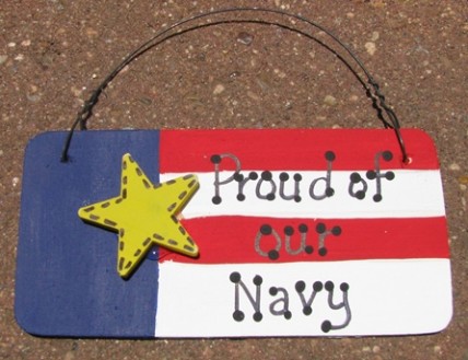 10977N - Proud of our Navy wood sign 