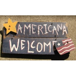 123 - Americana Welcome Wood Sign 