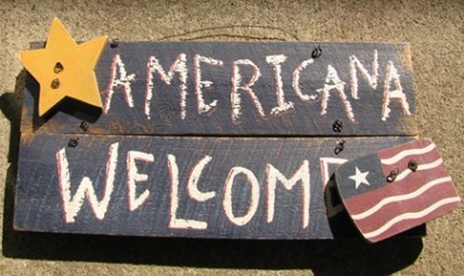 123 - Americana Welcome Wood Sign 123 - Americana Welcome Wood Sign