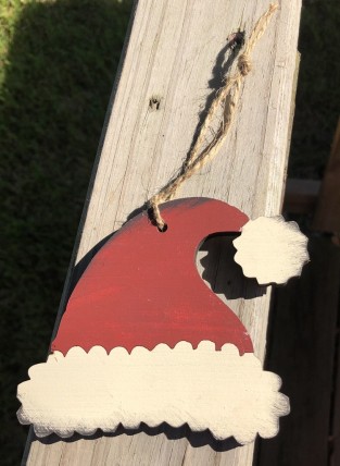 Wood Santa Hat Handmade Christmas Ornament 