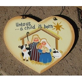 1331 - Unto us a Child is Born Wood Christmas Ornament 