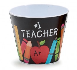 Teacher Gifts 1421303 #1 Teacher on front with message on back. Plastic Pot