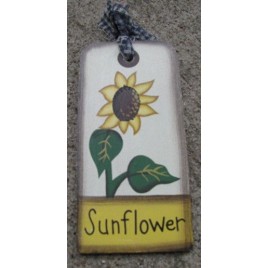 Primitive 1448 -Sunflower Wood Gift Tag