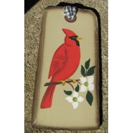   1451 - Red Cardinal Wood Tag