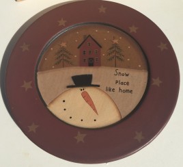 Primitive Wood Star Snowman Plate 31278S Snow place like home 