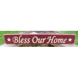 Primitive Wood Engraved Sign  1702 Bless Our Home   Primitive Wood Engraved Sign  1702 Bless Our Home