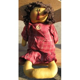 17034RC - Primitvie Red Plaid Dress Rag Doll