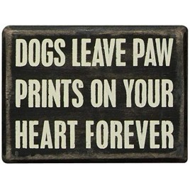 Primitive Wood Box Sign 19129  Dogs Leave Paw Prints