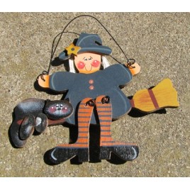 Primitive Fall Decor 195 - Witch on Broom Primitive Fall Decor 195 - Witch on Broom