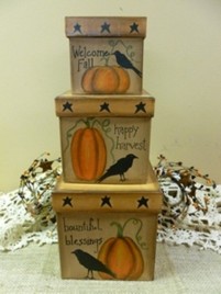Primitive Nesting Box 202-144 Pumpkin Crow Box set of 3 