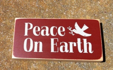POE2069 Peace on Earth Wood Primitive Block  POE2069 Peace on Earth Wood Primitive Block