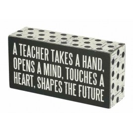 21495 A Teacher takes a Hand Polka Dot Trimmed wood Box Sign