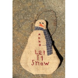  Christmas Ornament Snowman burlap 21026B -  Burlap Hanging Snowman w/wire hanger