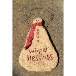 Burlap Hanging 21026R Snowman Winter Blessings  