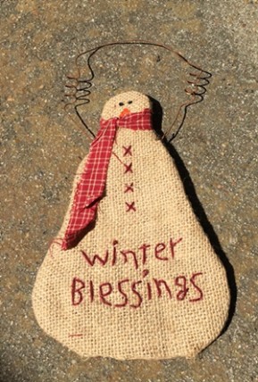 Burlap Hanging 21026R Snowman Winter Blessings  