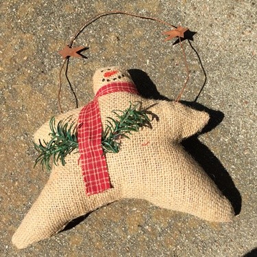  Burlap Hanging Star Snowman  