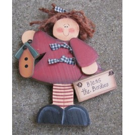 2116BB-Bless the Birdies wood free standing doll 