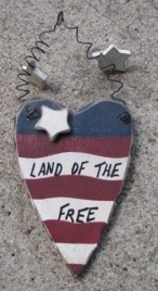 21685- Land of the Free wood Patrioic Heart 