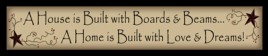 220AHIB- A House is Built with boards and beams...A home is built with love and dreams wood block