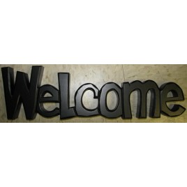 2403W - Welcome Black Wood Block 2403W - Welcome Black Wood Block