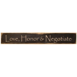 Primitive Wood Block Love Honor Negotiate  