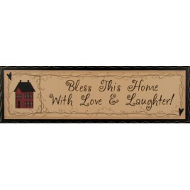 2572 - Bless this Home with love and laughter wood sign