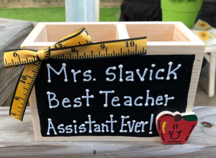 Teacher Gifts  2756ER  (Teachers Asst. Name) Best Teacher Assistant Ever! Supply Wood Box