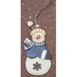  Wood Snowman Ornament  2813BV-Snowman Blue Vest
