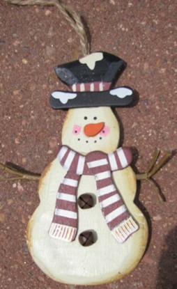 Snowman Wood Ornament 2813RS -Snowman Red Scarf Snowman Wood Ornament 2813RS -Snowman Red Scarf