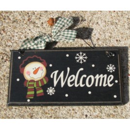 28927W - Welcome snowman wood sign 28927W - Welcome snowman wood sign