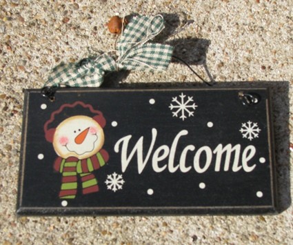28927W - Welcome snowman wood sign 28927W - Welcome snowman wood sign