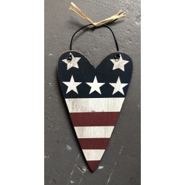 Patriotic Wood Heart Ornament 