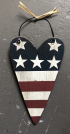 Patriotic Wood Heart Ornament 