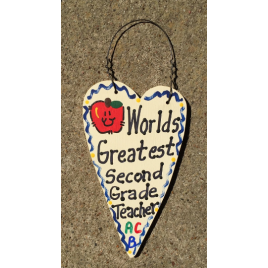 Teacher Gifts 3010 - Worlds Greatest 2nd Grade Teacher wood heart 