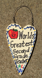 Teacher Gifts 3010 - Worlds Greatest 2nd Grade Teacher wood heart 