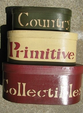 30224E - Country Primitive Collectibles set of 3 Nesting Boxes 