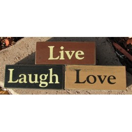 Primitive Wood Blocks 0943LLL-Love Live Laugh set of 3 