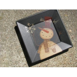 Primitive Wood Snowman Plate 31485ID- Have an Ice Day