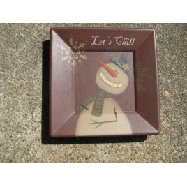 Primitive Wood Snowman Plate 31485lc-Let's Chill  