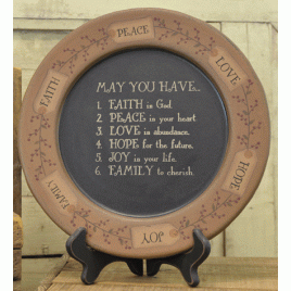 Primitive Wood Plate  31499-May You have Tag & Berry Plate  