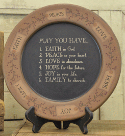 Primitive Wood Plate  31499-May You have Tag & Berry Plate  